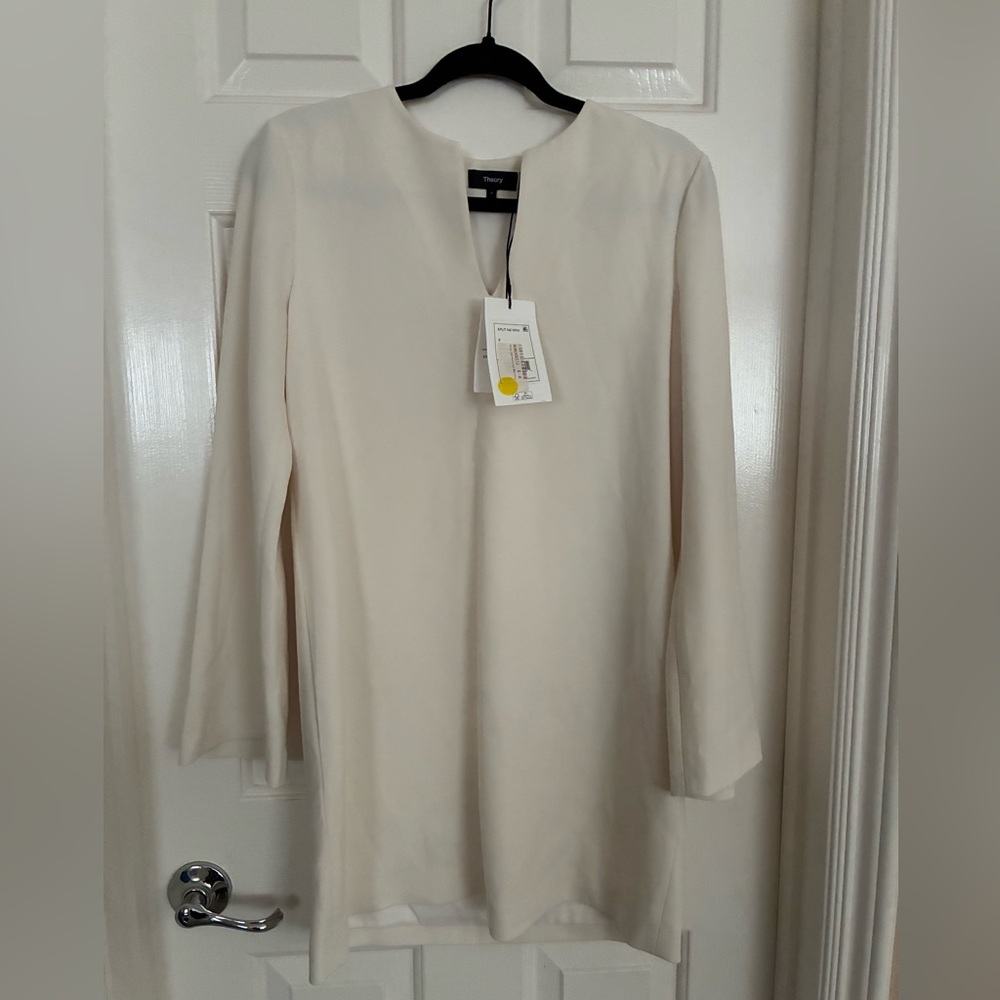 Theory Cream Long Sleeve Dress